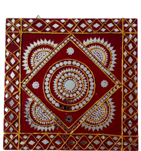 Maroon Traditional Mirror Art Piece