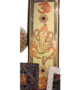 Yellow Om Ganesh ji Mirror Art