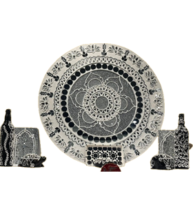 Lavish White Traditonal Lippan Art